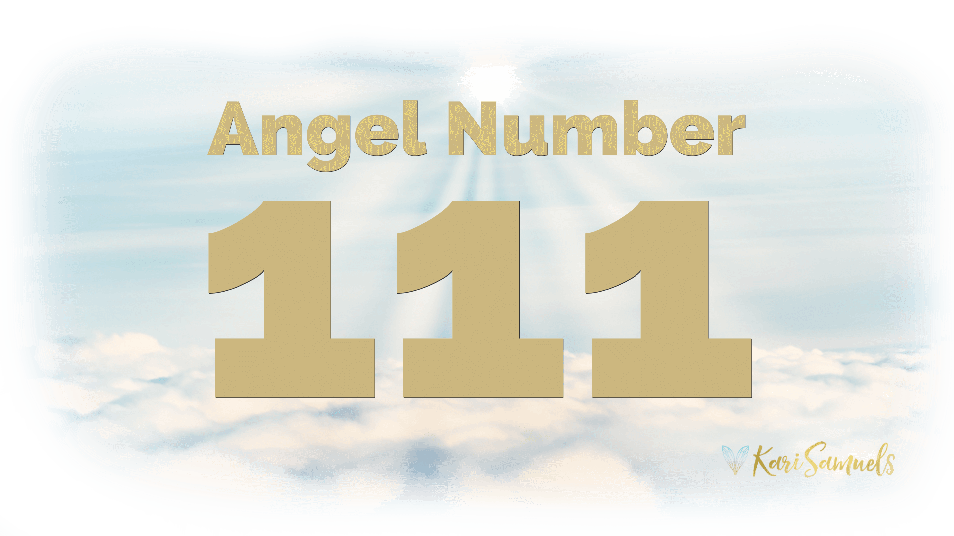 Angel number 111 in the clouds with rays of light.