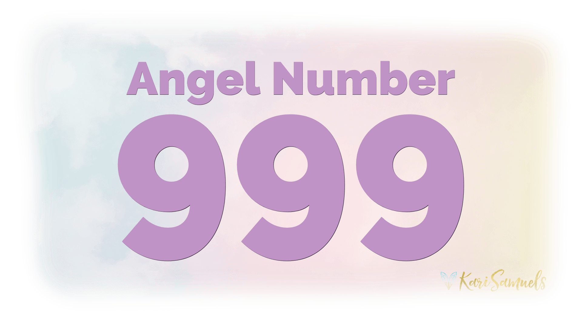 Angel number 999 with paste blue, pinks and yellow background.
