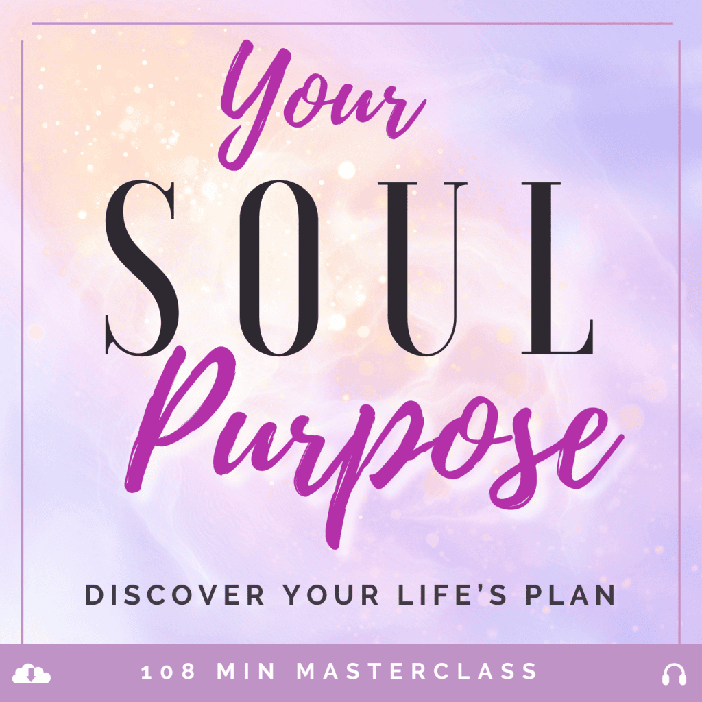 Inspirational graphic with the phrase "Your SOUL Purpose" in purple and black text on a pastel backg.
